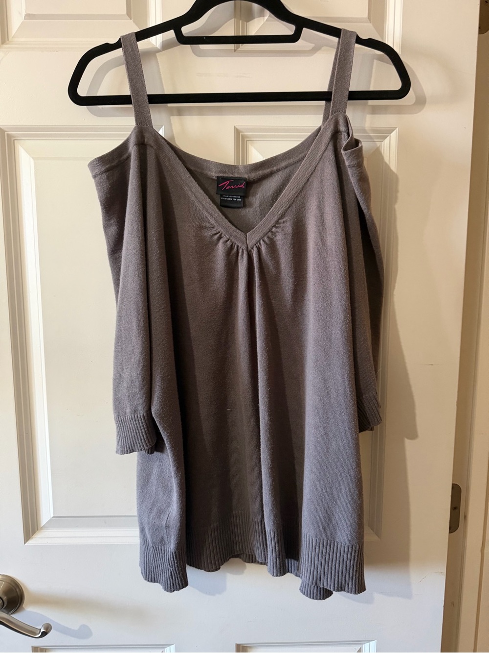 torrid Gray Cold-Shoulder V-Neck Knit Camisole
